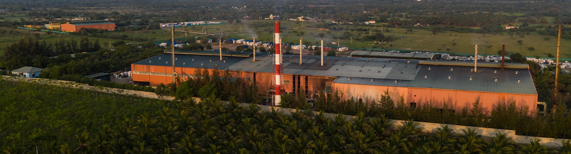 Aerial view of an activated carbon facility
