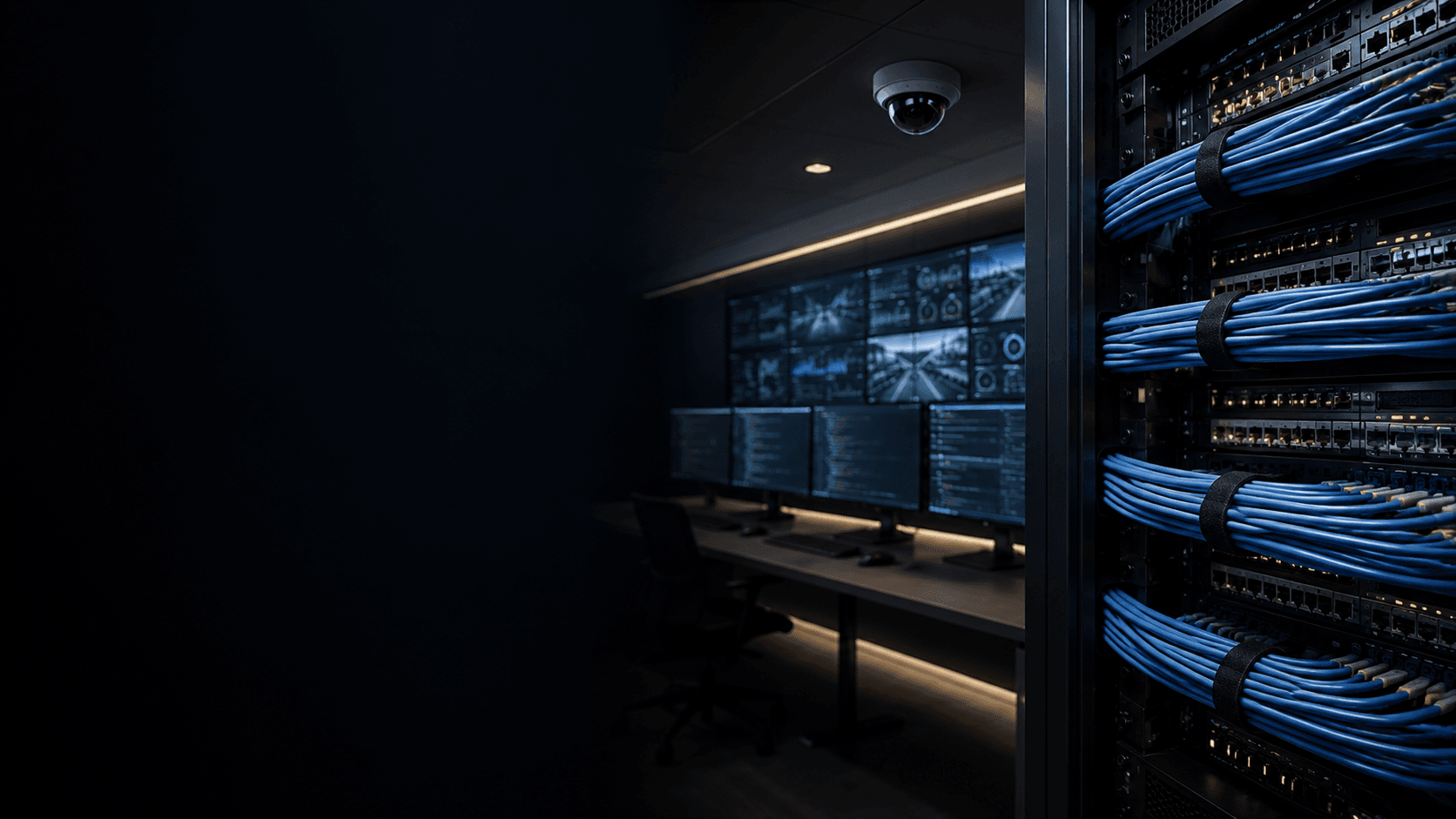 Network rack and operational control room in a connected facility